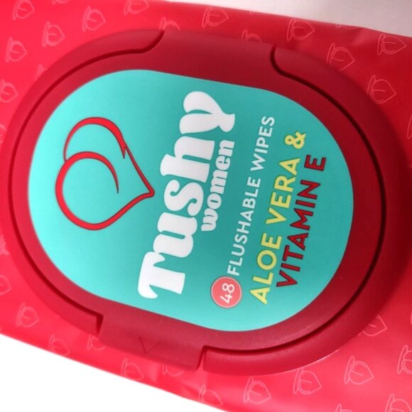 6 pack of TUSHY WOMEN Flushable Aloe Vera & Vitamin E Wipes #48wipes each - Picture 4 of 7